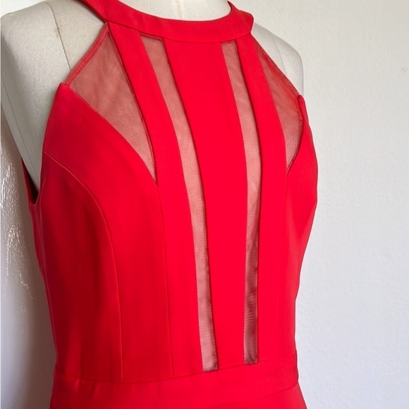 BCBGMAXAZRIA Halter Mesh Red Mini Dress - Picture 5 of 10